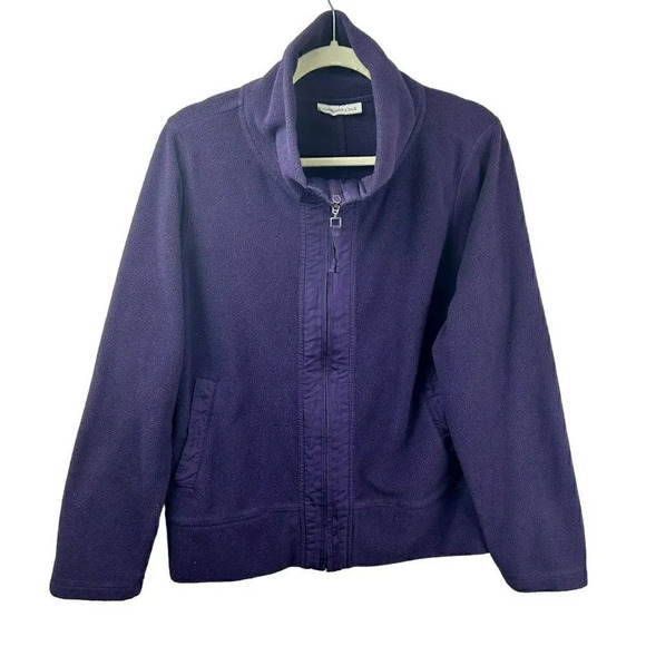 Coldwater Creek Fleece Jacket Women Small Zipper Front Long Sleeves Purple - Picture 1 of 6